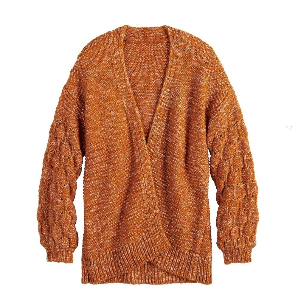 Nine West Coatigan bobble sleeve copper marled knit cardigan sweater size XL
